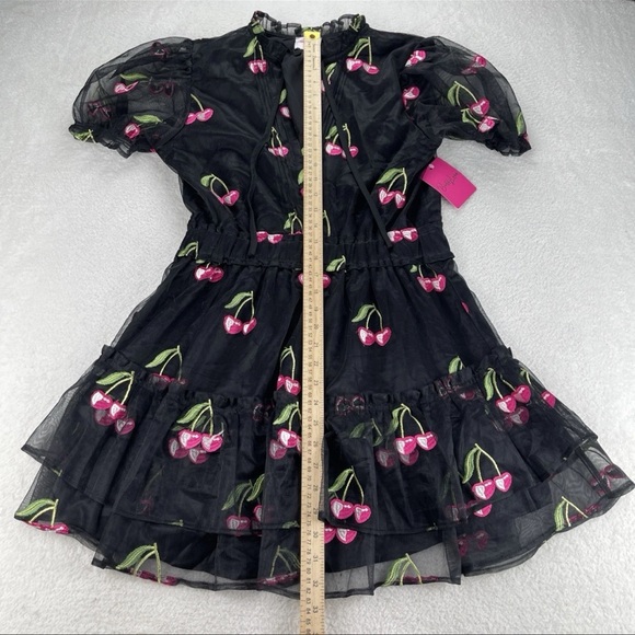 Buddy Love Sz Medium CLEMENTINE Elastic Waist Mini Dress Wild Cherries Black NWT - Picture 10 of 13